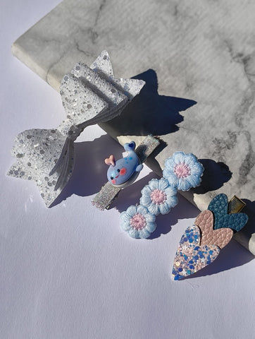⋒ WHITE WHALE - Set of 4 hair clips ⋒
