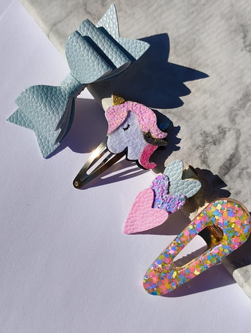 ⋒ UNICORN PASTEL - Set of 4 hair clips ⋒