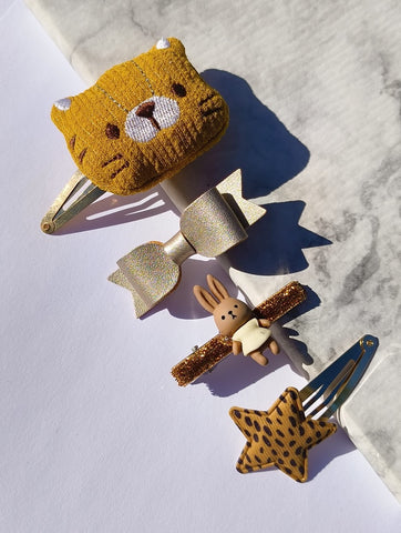 ⋒ CARAMEL CAT - Set of 4 hair clips ⋒