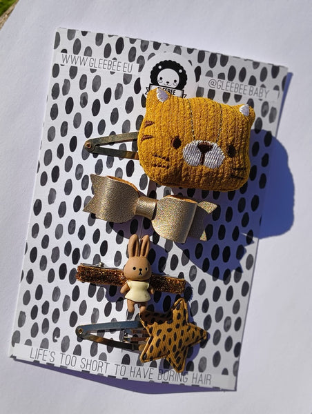 ⋒ CARAMEL CAT - Set of 4 hair clips ⋒