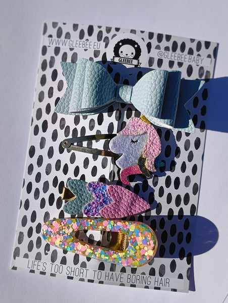 ⋒ UNICORN PASTEL - Set of 4 hair clips ⋒
