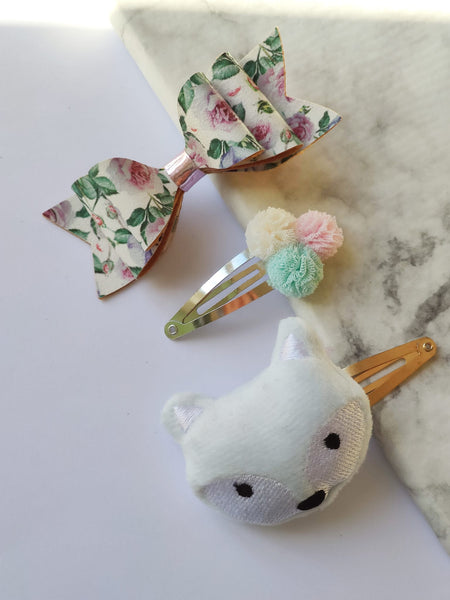 FOXY FLOWER - Set of 3 hair clips